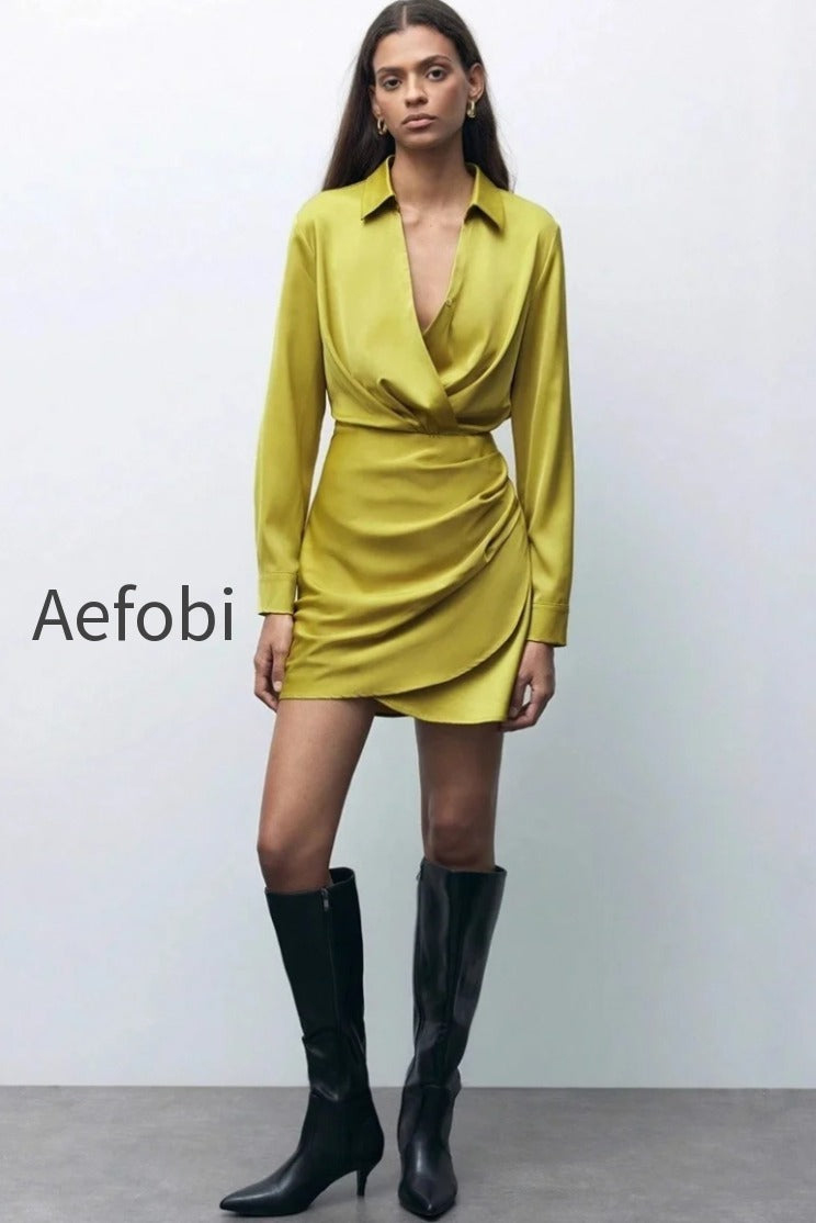 ruched-satin-versatile-mini-silk-dress