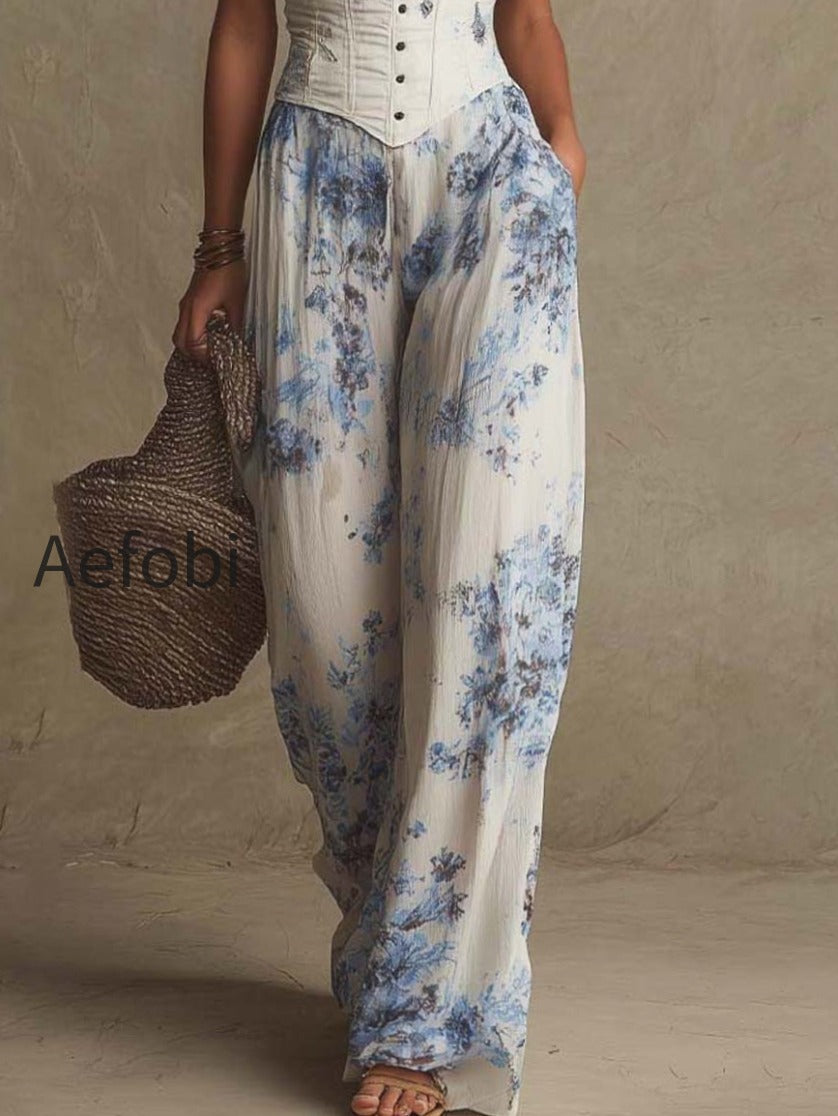 bohemian-lace-trim-corset-top-and-faux-linen-floral-wide-leg-pants-set